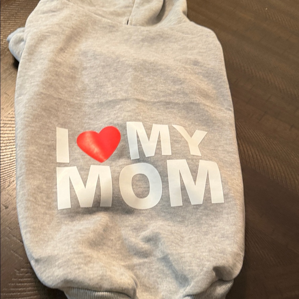 Gray Hoodie with "I ♥ My Mom" Graphic